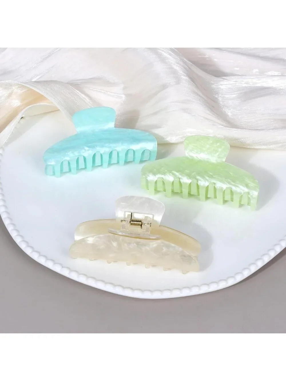 6 Pcs Medium Marble Hair Claw Clips - Strong Hold Non-Slip Jaw Clamps for All